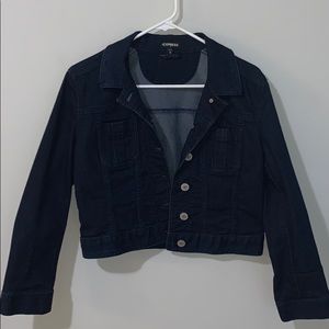 Cropped Express Jean Jacket (Dark Wash)